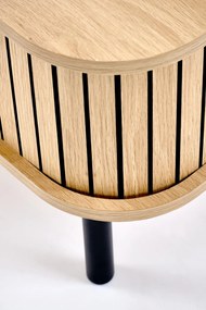 Ława z zamykaną półką, MDF naturalny/czarny 90/50/40 ANGELINA