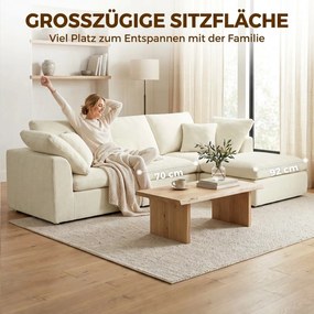 HOMCOM Modułowy narożnik z odwracalną otomaną, chmurowo miękka sofa Chenille w kształcie L, szerokie siedzisko, kremowo-biały | Aosom PL