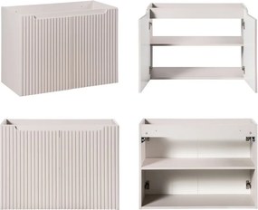 Szafka 2-drzwiowa Nova 80 cm z białą umywalką Beyond, kaszmir mat/dąb coast evoke