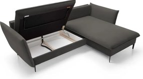 Narożnik GLOSS Prawostronny z funkcją spania, zestaw z poduszkami wolnostojący tkanina RIVIERA 100 Czarny WERSAL