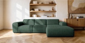 Narożnik GIN w kształcie litery L 310x192 cm | Bouclé Ciemnozielony | Premiumowy Komfort i Jakość