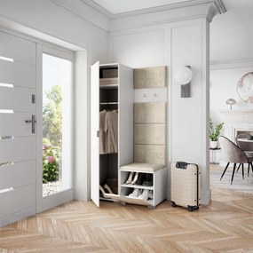 Masseno Garderoba LORI 95/181/51 cm Nowoczesna Szafa do Przedpokoju Biała