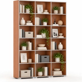Biblioteka SILVER LINE, 3 kolumny, 2230 x 1800 x 400 mm, czereśnia