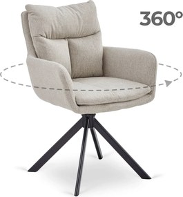 Krzesło Tapicerowane Obrotowe do Salonu PAUL Beżowe Nowoczesne