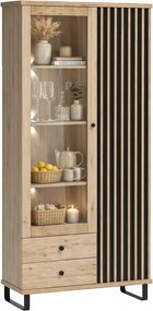 Wysoka witryna z lamelami do jadalni, salonu M8-T29