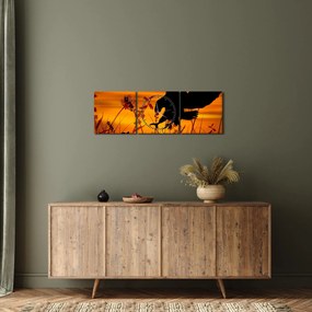 Obraz sylwetki drapieżnika (z zegarem) (90x30 cm)