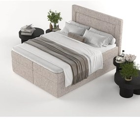 Jasnobrązowe łóżko boxspring ze schowkiem 140x200 cm Imagine – Maison de Rêve
