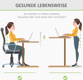 Vinsetto Biurko elektryczne biurko komputerowe z regulacją wysokości metal kolor naturalny biały