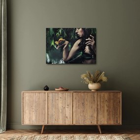 Obraz pełnej wdzięku kobiety z motylem (70x50 cm)