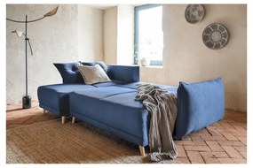 Ciemnoniebieski sztruksowy rozkładany narożnik (strona zmienna) Lazy Lukka – Miuform