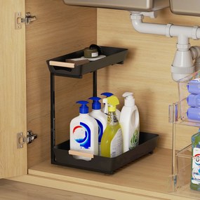 HOMCOM Regał kuchenny, regulowany, z 2 koszami, bar kawowy 40 x 30 x 33,5-42 cm