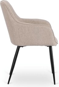 Zestaw Stół Prostokątny Rozkładany VICTOR 160-240 cm Czarny Marmur i 4 Krzesła Tapicerowane MALAGA Beżowe Nowoczesne