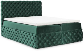 Zielone welurowe łóżko pikowane z pojemnikiem 5 rozmiarów M4-B90