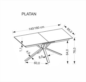Stół do jadalni ze spiekiem na blacie Platan Halmar