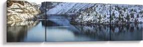 Obraz - zimowy krajobraz z jeziorem (170x50 cm)