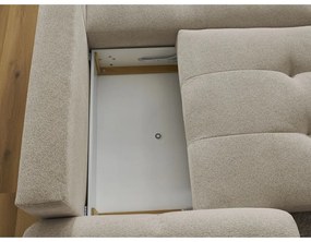 Beżowy rozkładany/ze schowkiem narożnik z tkaniny szenilowej (prawostronny/z szezlongiem) Roxelane – Bobochic Paris