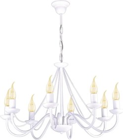 Żyrandol retro, świecznikowy kolor biały, osiem ramion Bartez Wh 8