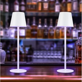 NETTLIFE Bezprzewodowa lampka nocna na baterie, 2 szt. LED RGB 2600 mhA Zewnętrzna lampa stołowa z możliwością ładowania, ściemniana, biała, USB
