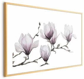 Plakat Malowane magnolie 90x60 cm z ramą złotą z marginesem ARTGEIST B