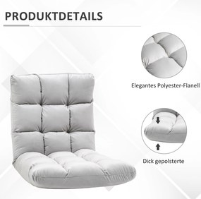 HOMCOM Krzesło podłogowe składany fotel podłogowy 13 pozycji regulowane szary metal