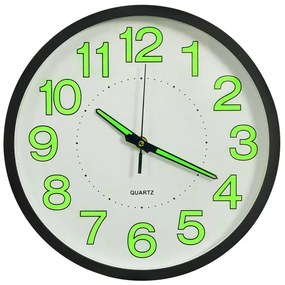 Czarny fluorescencyjny zegar ścienny 30 cm M6-N89