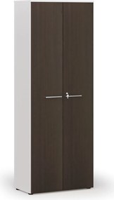 Szafa biurowa z drzwiami PRIMO WHITE, 800 x 420 x 2128 mm, biały/wenge