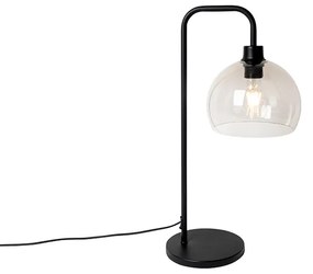Nowoczesna lampa stołowa czarna z kloszem w kolorze dymu - Maly Nowoczesny Oswietlenie wewnetrzne