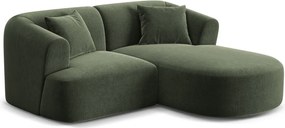 Zielony aksamitny narożnik (prawostronny/z szezlongiem) Campi – Cosmopolitan Design