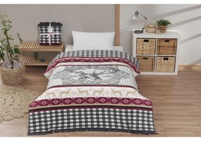 Szarobeżowy koc ze świątecznym motywem z mieszanki bawełny 150x200 cm – Mila Home
