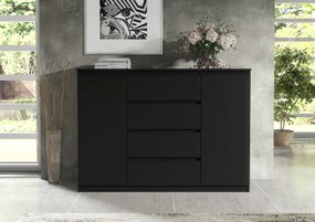 Komoda NUDO - Czarny / Front Czarny / Mat / 120 cm / 4 szuflady