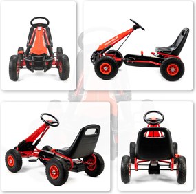 AIYAPLAY Gokart na pedały dla dzieci, regulowane siedzenie, opony EVA, hamulec, sprzęgło, 3-8 lat, Czerwony