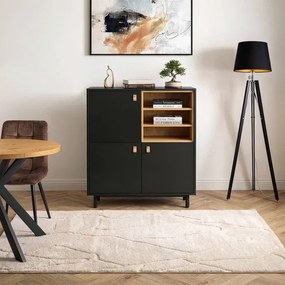 Komoda Trzydrzwiowa VEDDE 100 cm Czarna Loftowa