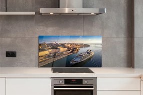 Szkło do Kuchni na Ścianę Statek przy Mieście pod Niebem