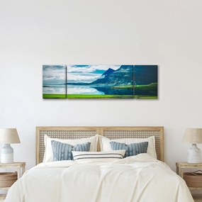 Obraz jeziora z górami (170x50 cm)