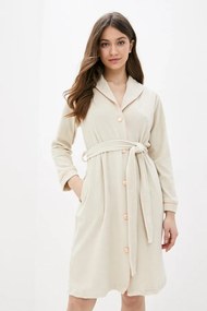 Damski szlafrok na guziki NICOLE M Beżowy
