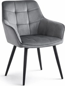 Ciemnoszare krzesło welurowe tapicerowane D6-L17