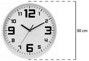 Zegar ścienny z cichym mechanizmem SILENCE, Ø 30 cm