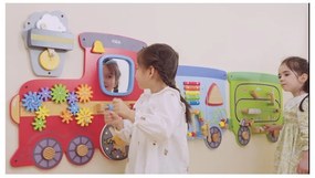 Viga drewniana tablica sensoryczna-manipulacyjna edu pociąg