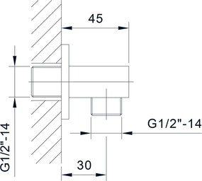 Przyłącze do prysznica z mosiądzu w kolorze srebra z połyskiem Jumper – Sapho
