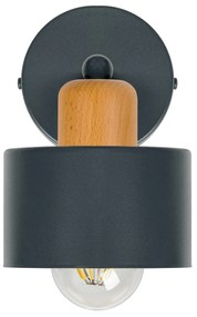 Antracytowy kinkiet LED WD-BU1010AN jednopunktowy z metalu i drewna