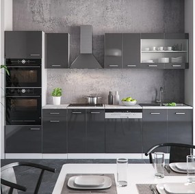 Aneks kuchenny antracytowy wysoki połysk/biały 300x60x81.6 r-line