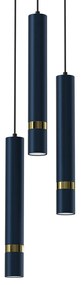 Lampa wisząca JOKER NAVY BLUE/GOLD 3xGU10, na kole granat, potrójna, tuba,