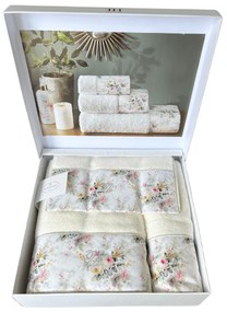 Podarunkowy zestaw ręczników FINOLA, 3 szt Biały Zestaw (ręcznik 30x50cm, ręcznik 50x100cm, ręcznik 75x150cm)
