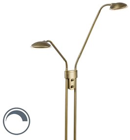 Nowoczesna lampa podłogowa brązowa z lampką do czytania z diodą LED - Eva Nowoczesny Oswietlenie wewnetrzne