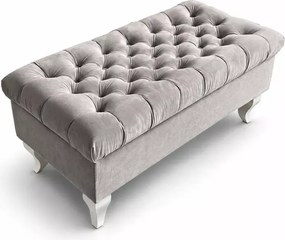 Elegancki podnóżek 90 cm głęboko pikowany w stylu glamour