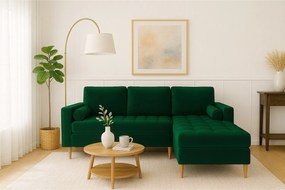 Narożnik prawy rozkładany Monza 246x172 cm z funkcją spania -butelkowa zieleń Monolith 37