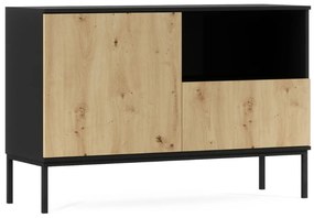 Komoda LANZZI 120x40 cm, czarna/dąb