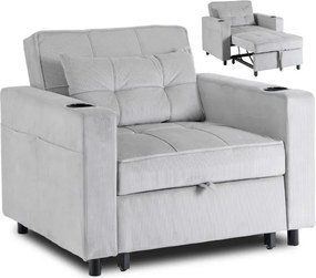 Fotel do Spania SOLOR Rozkładany Amerykanka Szary Sztruksowy Nowoczesny