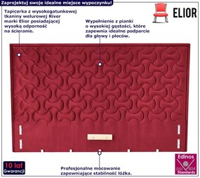 Bordowy pikowany zagłówek do łóżka K3-R76