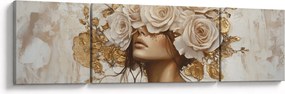 Obraz - Dziewczyna z różami (170x50 cm)